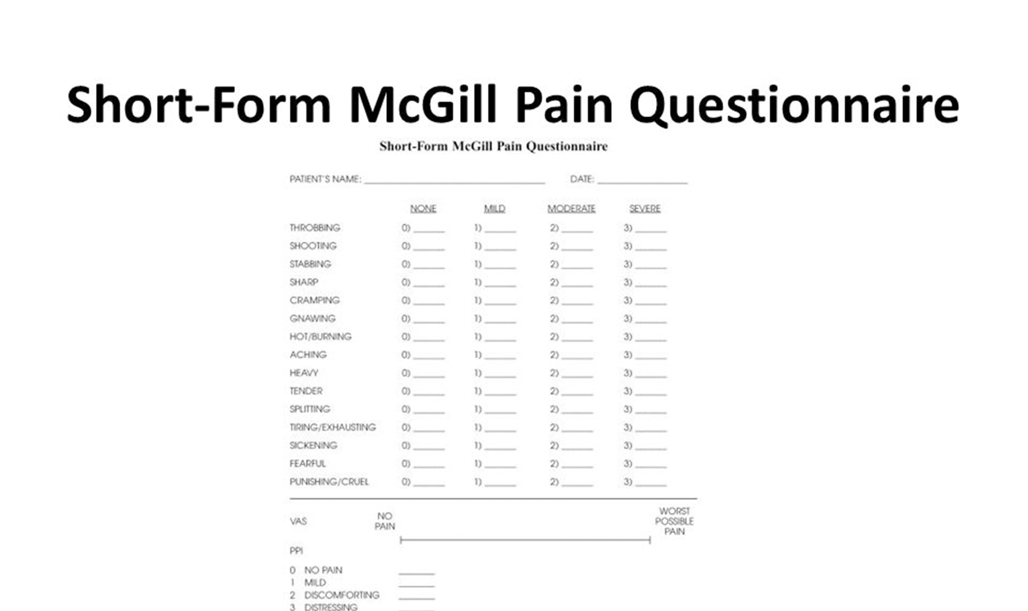 Pain Scale Questionnaire