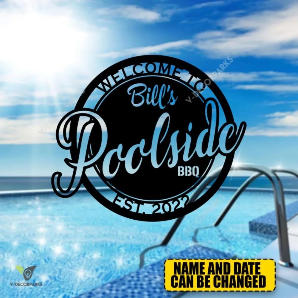 Personalized Poolside Metal Wall Art, Pool, Summer Outer