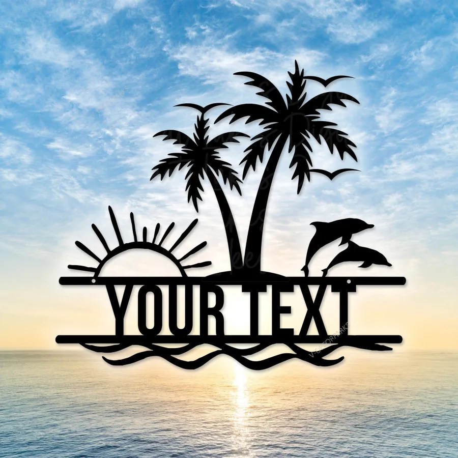 Custom Palm Trees Beach House Metal Sign,personalized Sunshine Palm