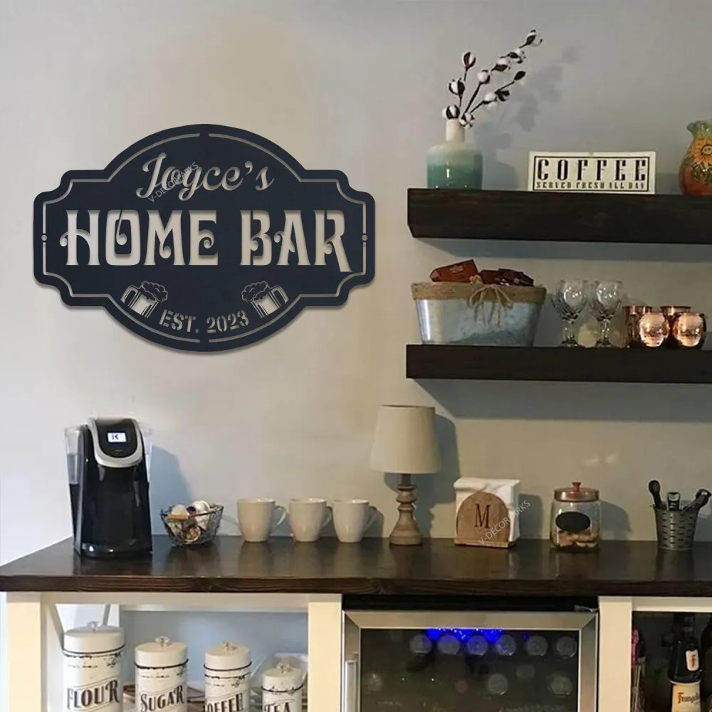 Personalized Metal Home Bar Sign, Metal Bar Wall Art, Bar & Lounge Sign