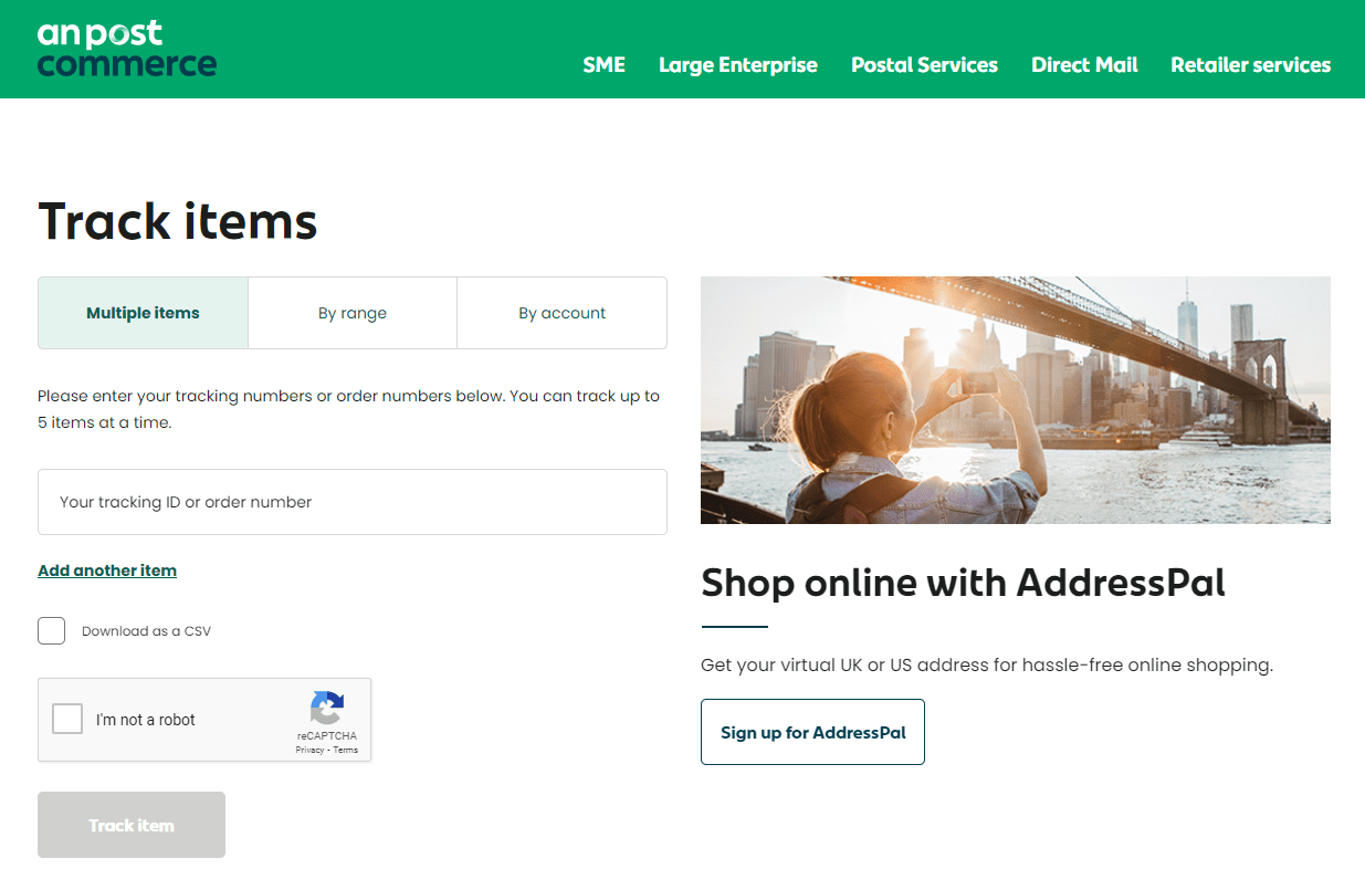 An Post Tracking An Post Track & Trace Parcel Panel