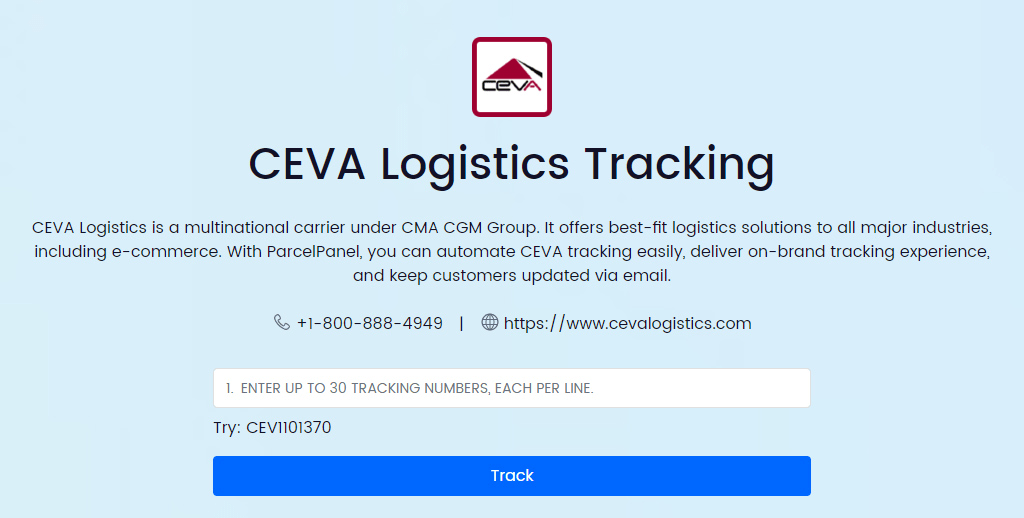 CEVA Tracking Track CEVA Freight & Home Delivery Parcel Panel