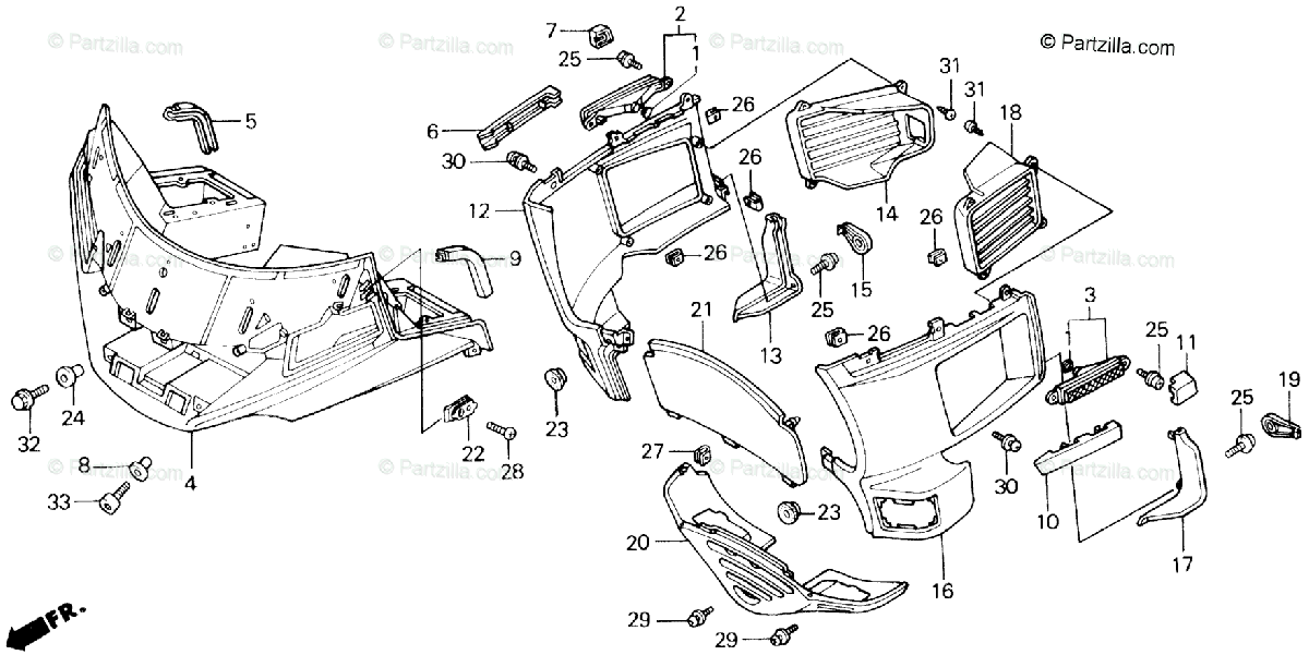 Honda Motorcycle 1988 OEM Parts Diagram for Fairing | Partzilla.com