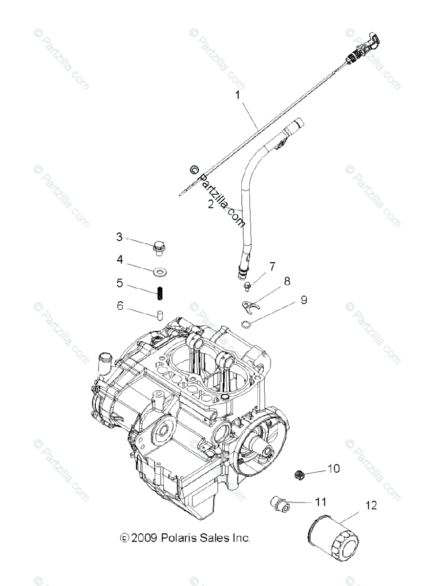Polaris Side by Side 2012 OEM Parts Diagram for Engine, Oil Filter