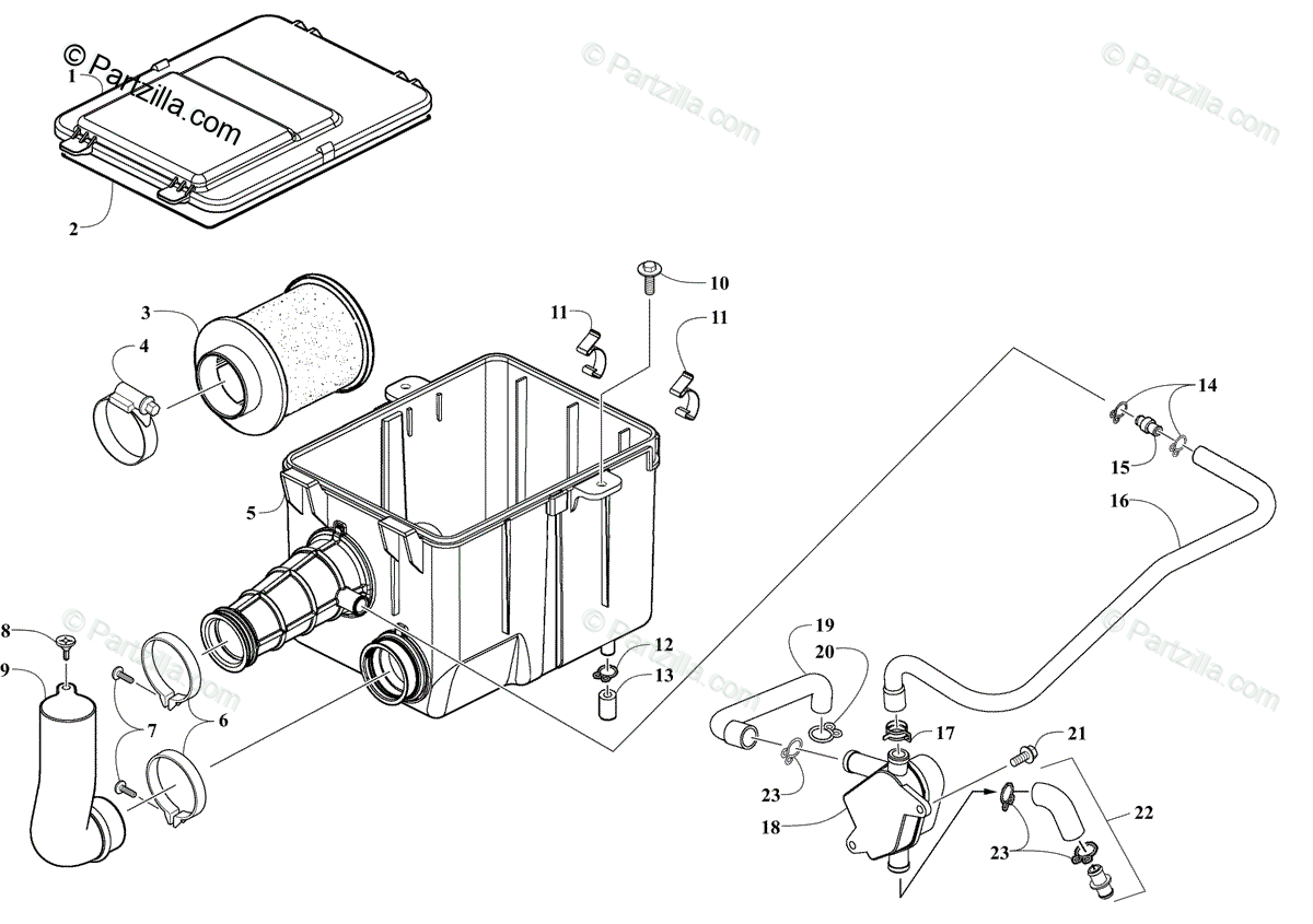 Arctic Cat ATV 2020 OEM Parts Diagram for AIR INTAKE ASSEMBLY [303374