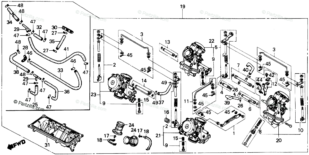 Honda Motorcycle 1988 OEM Parts Diagram for Carburetor Assy | Partzilla.com