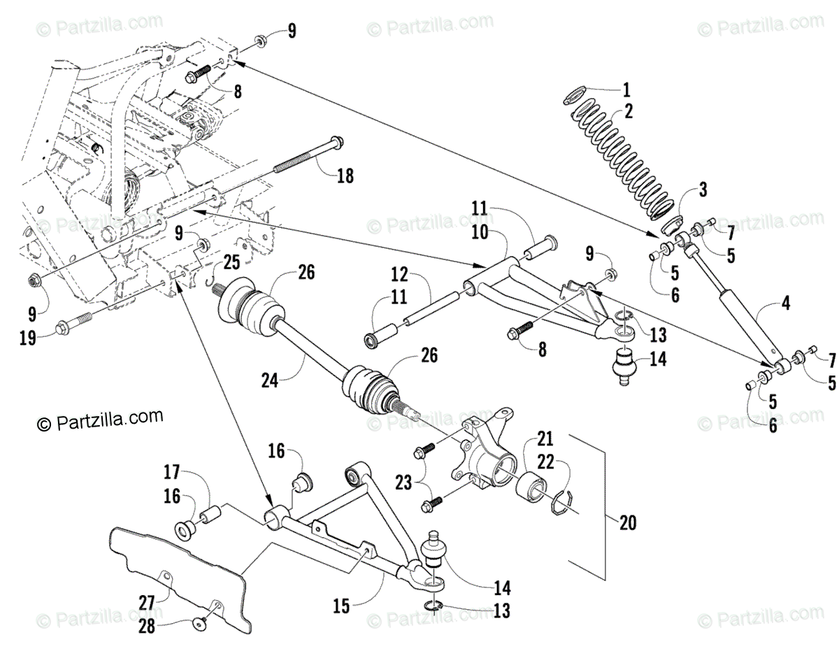 Arctic Cat Side by Side 2009 OEM Parts Diagram for Front Suspension
