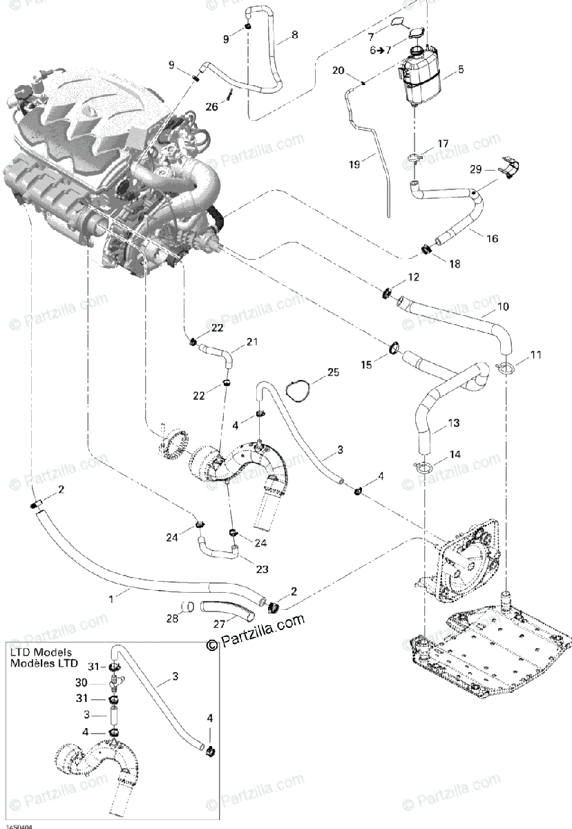 SeaDoo 2004 GTX 4TEC, LTD SUPERCHARGED OEM Parts Diagram for Cooling