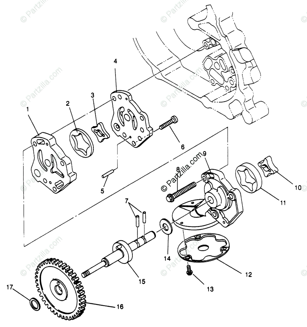 Polaris ATV 1996 OEM Parts Diagram for Oil Pump Sportsman 500 & Swedish