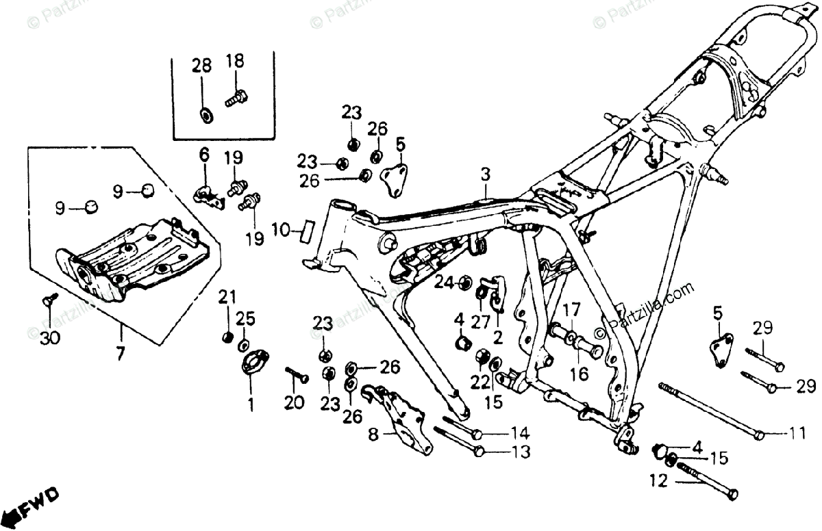 Honda Motorcycle 1980 OEM Parts Diagram for Frame