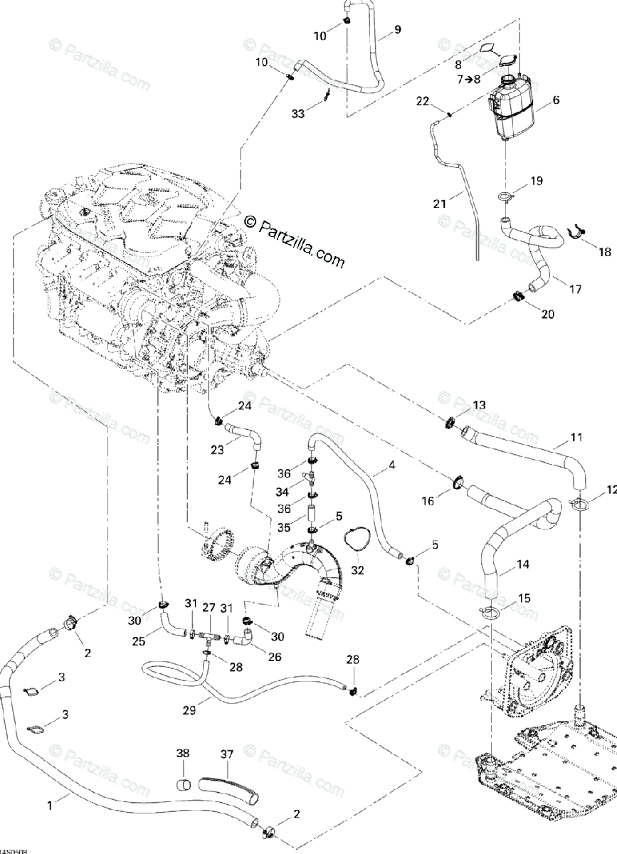 SeaDoo 2005 GTX 4TEC, LTD SCIC OEM Parts Diagram for Cooling System