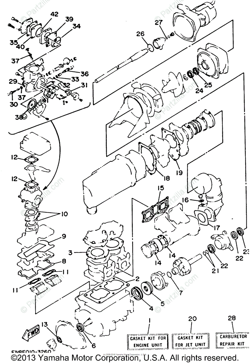 Yamaha Waverunner 1994 OEM Parts Diagram for Gasket Kit