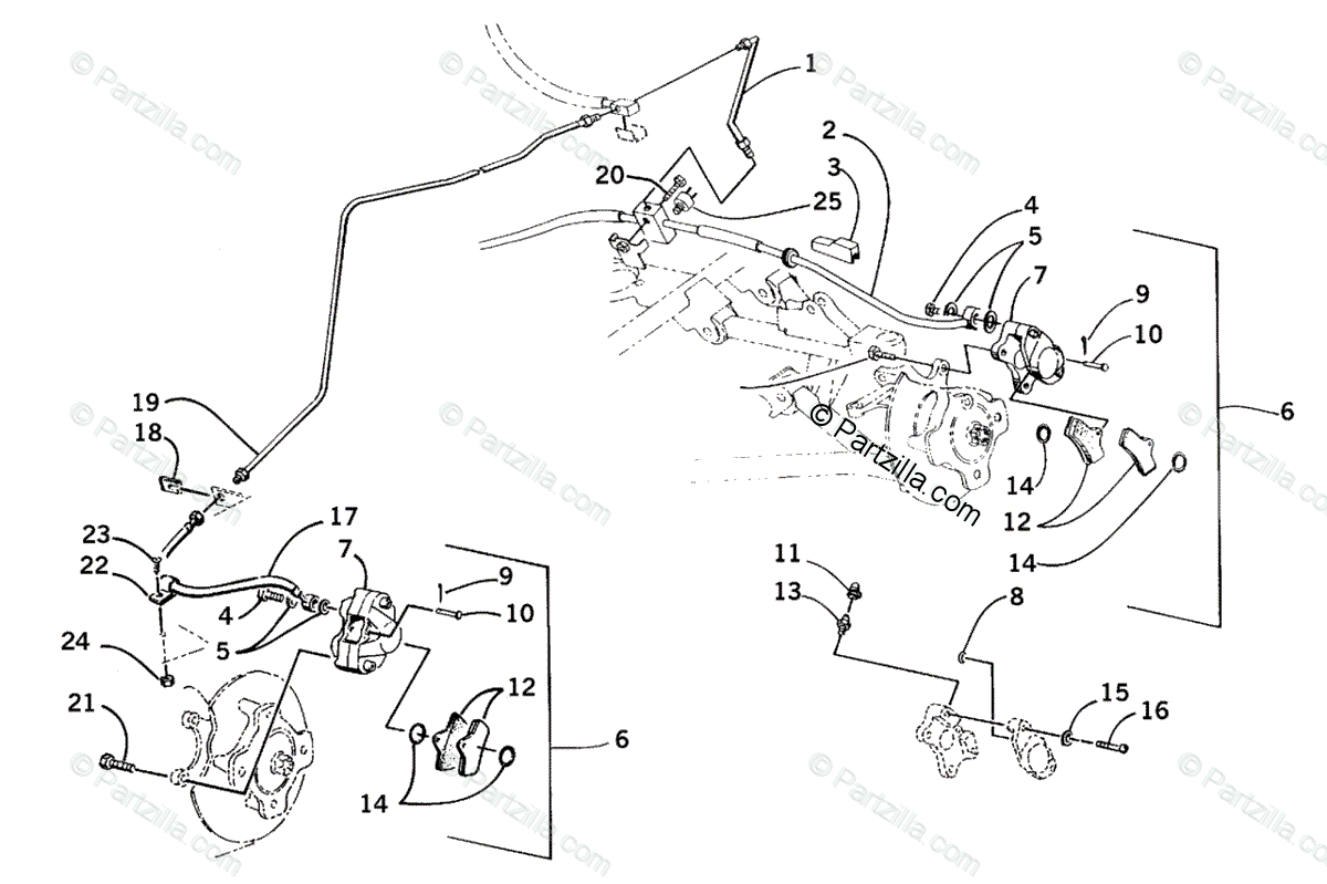 Arctic Cat ATV 2000 OEM Parts Diagram for Hydraulic Brake Assembly