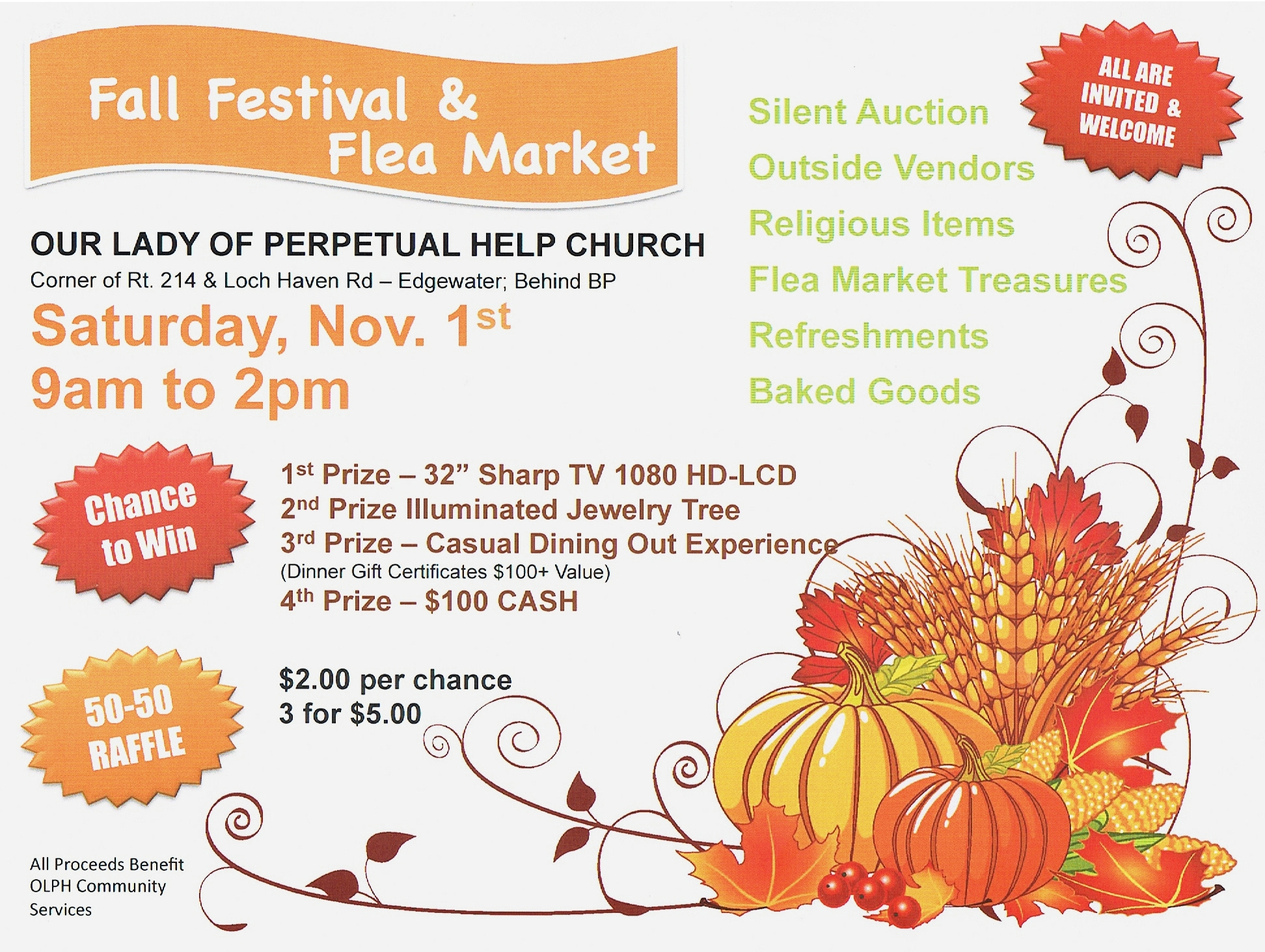 FALL FESTIVAL & FLEA MARKET Saturday, Nov 1st, 9am 2pm Edgewater