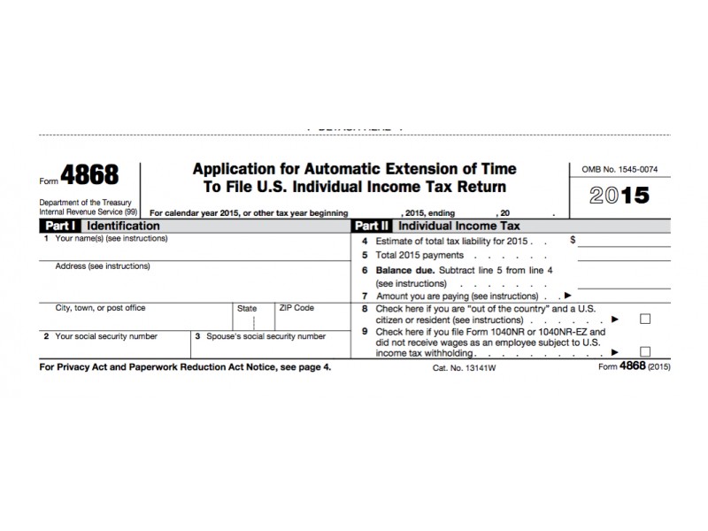 IRS Form 4868 Extension For 2016 Tax Deadline Oregon City, OR Patch