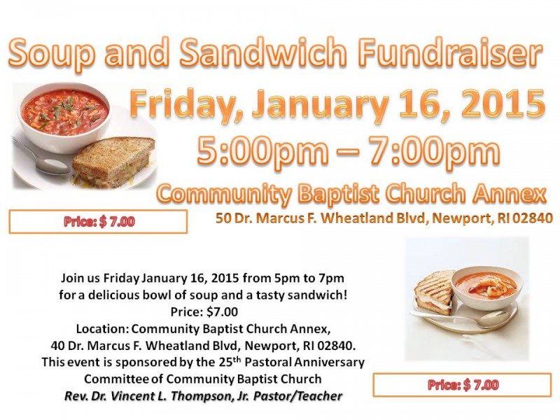 Community Baptist Church Soup and Sandwich Fundraiser Newport, RI Patch