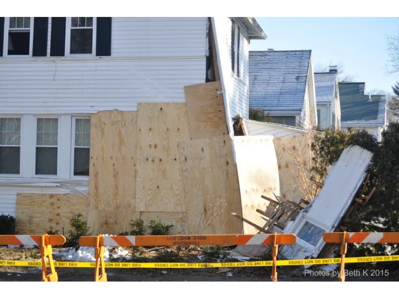 Sand Truck Slides Into Framingham Home After Crash With SUV