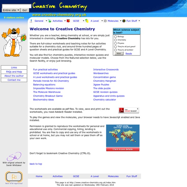 Creative Chemistry fun activities, worksheets, games and revision