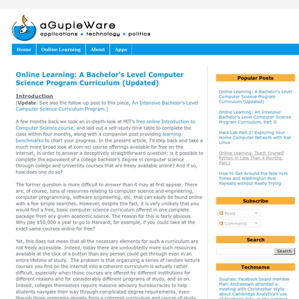 aGupieWare Online Learning A Bachelor's Level Computer