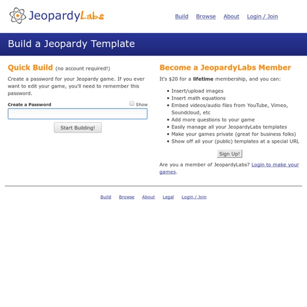 Start building a jeopardy template Pearltrees