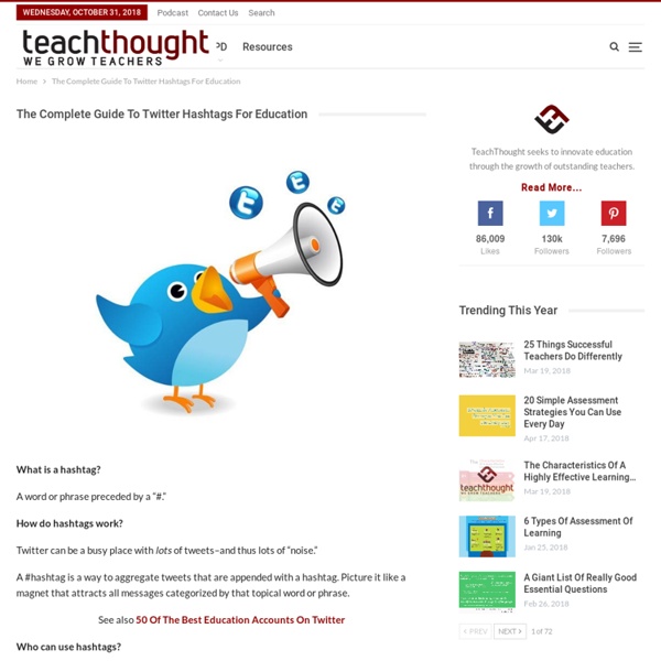 The Complete Guide To Twitter Hashtags For Education Pearltrees