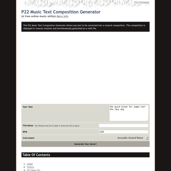 P22 Music Text Composition Generator ( A free online music utility) Pearltrees