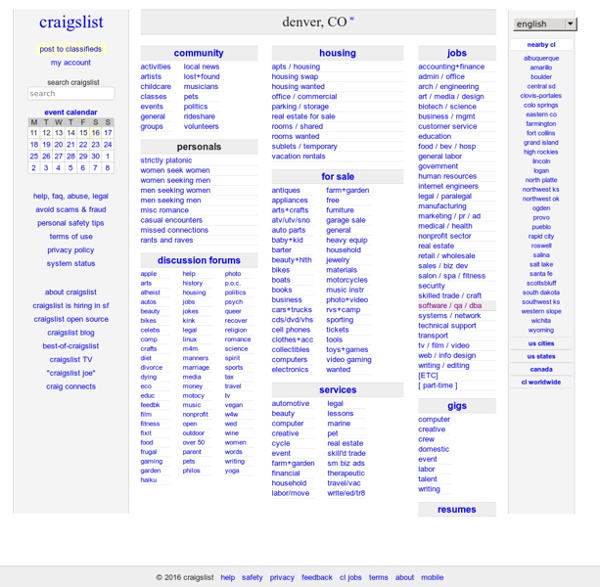 Craigslist denver classifieds for jobs, apartments