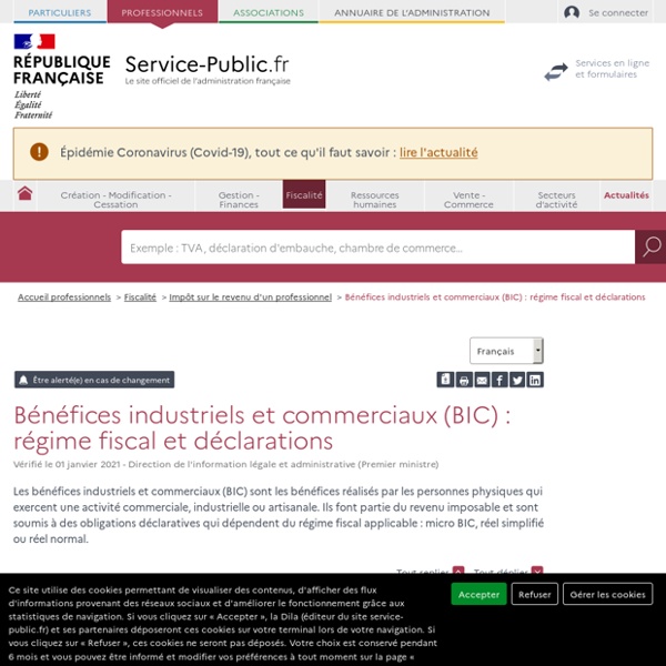Bénéfices industriels et commerciaux (BIC) régimes fiscaux et déclarations Pearltrees