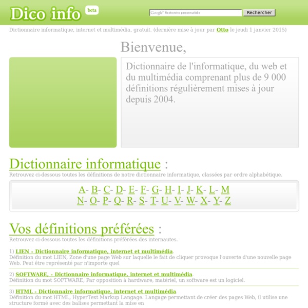 Nouveaux termes et définitions du domaine de l'informatique