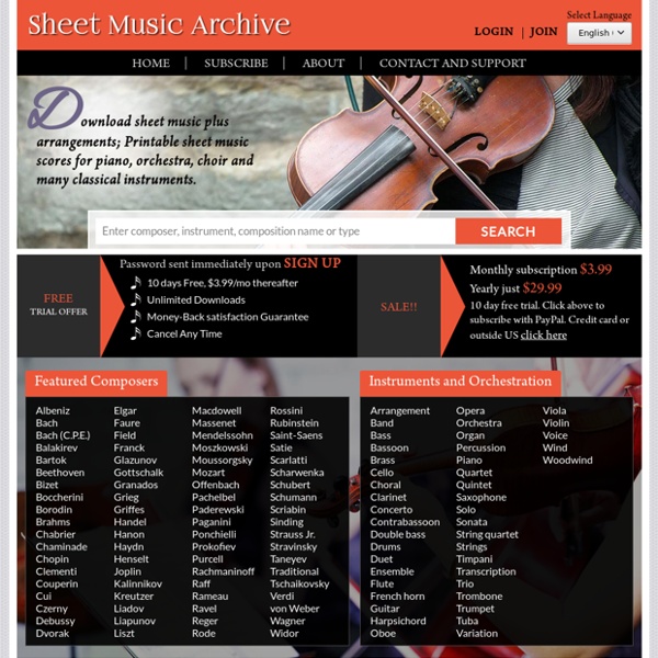 Sheet Music Archive downloadable sheet music plus free classical music
