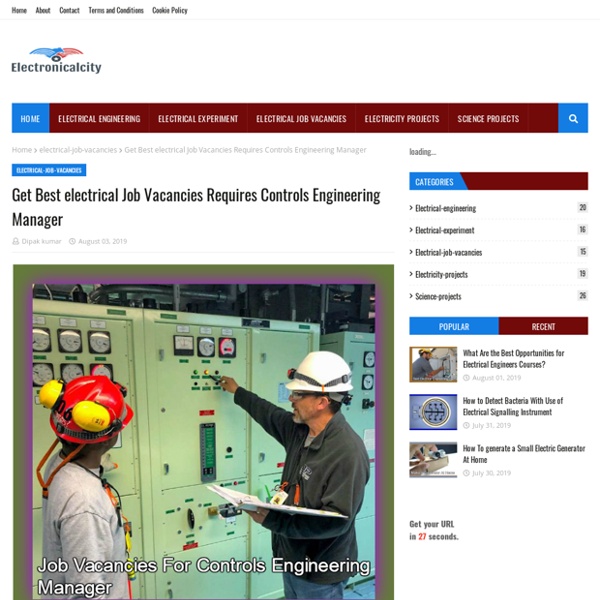 Get Best electrical Job Vacancies Requires Controls Engineering Manager