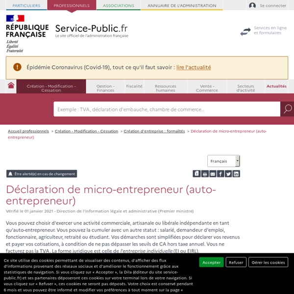 Déclaration de microentrepreneur (autoentrepreneur) professionnels
