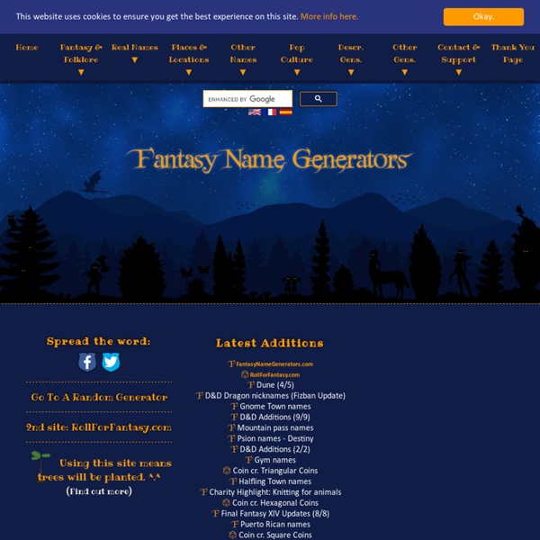 Fantasy name generators. Names for all your fantasy characters
