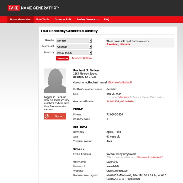 Fake Name Generator Pearltrees