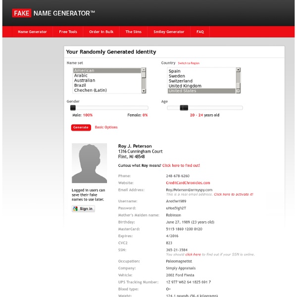 Fake Name Generator Pearltrees