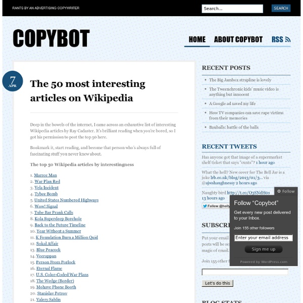 The 50 most interesting articles on Wikipedia « Copybot Pearltrees