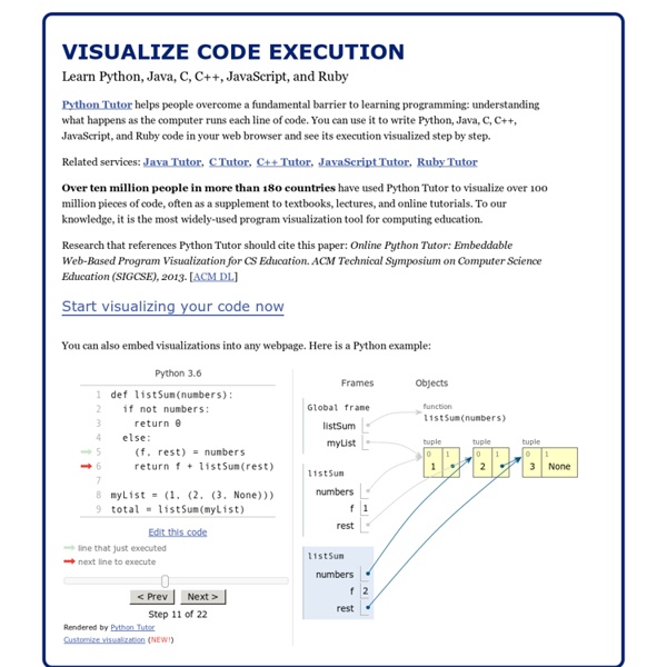 Python Tutor Visualize Python, Java, JavaScript