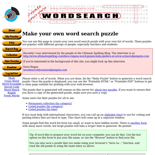 Make your own word search puzzle Pearltrees