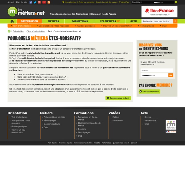 Test d'orientation gratuit Orientation professionnelle