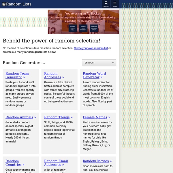 Random Lists — The random generator of everything Pearltrees
