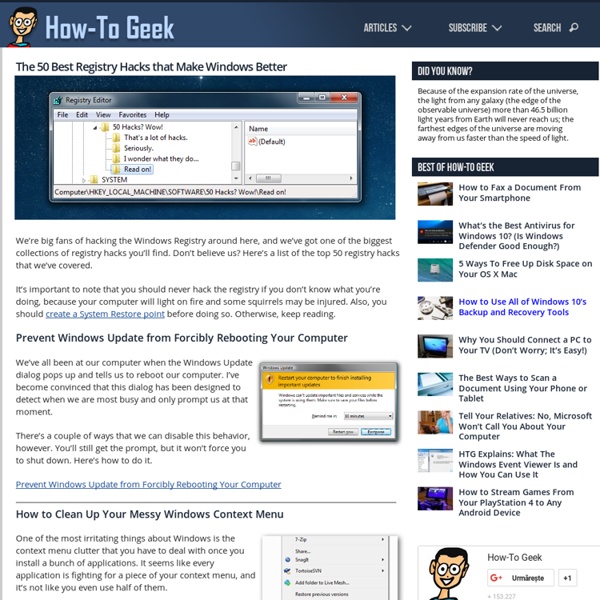 The 50 Best Registry Hacks that Make Windows Better Pearltrees