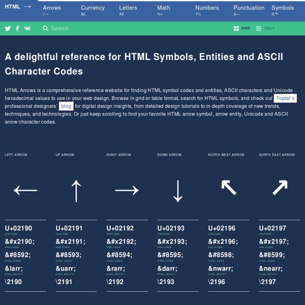 HTML Symbols, Entities, Characters and Codes — HTML Arrows Pearltrees