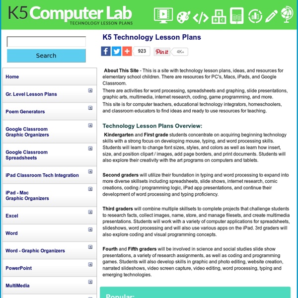 Technology Lesson Plans K5 Computer Lab Pearltrees