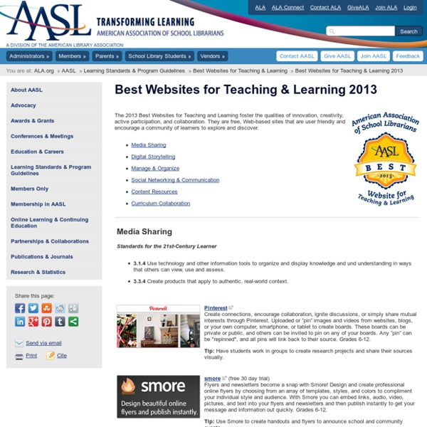 Best sites for Teaching & Learning 2013 Pearltrees