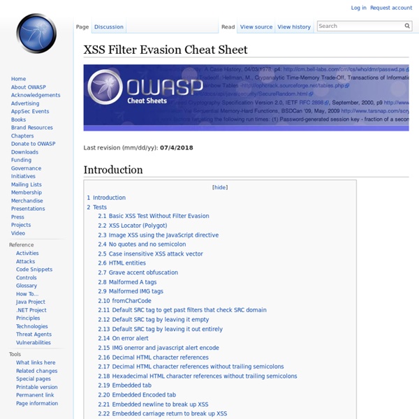 XSS Filter Evasion Cheat Sheet Pearltrees