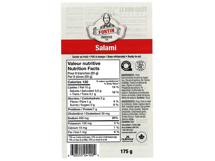 CFIA Charcuterie Fortin Brand Salami Recalled Due to Undeclared Wheat Perishable News