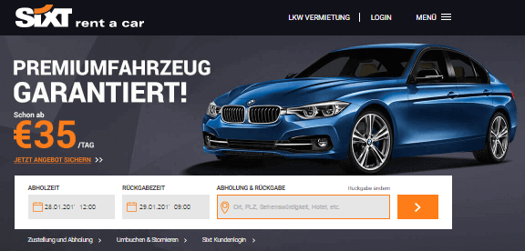 (Gültige!) SIXT Gutschein 30 August 2021