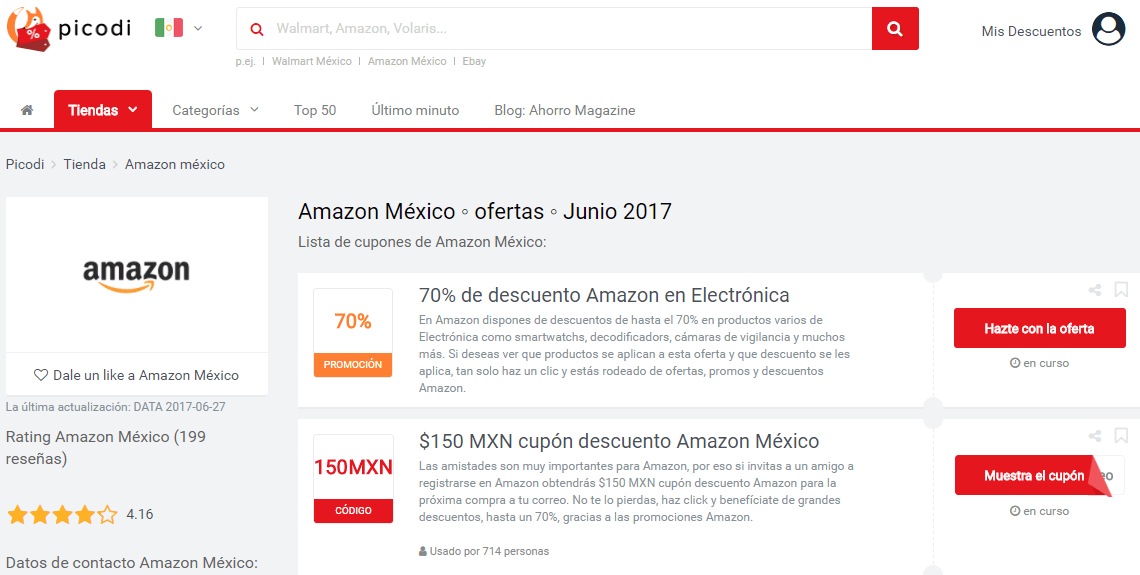 Cupon Amazon 10 Diciembre 2017 ¡Benefíciate! Picodi México
