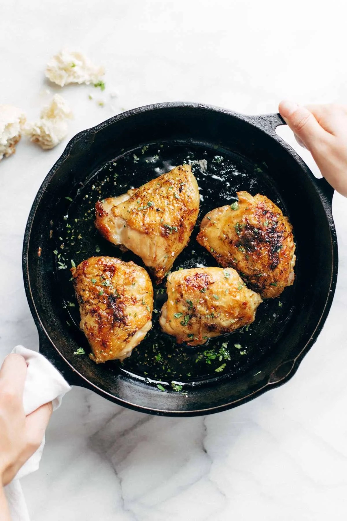 Skillet Chicken with Bacon and White Wine Sauce Pinch of Yum