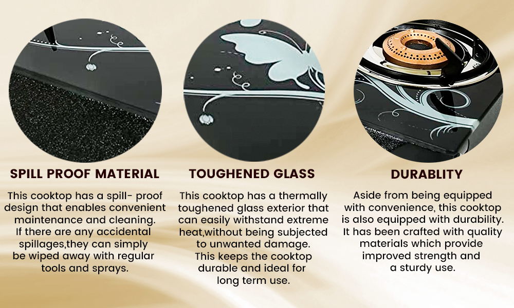 Buy SigriWala 3 Burner Designer Toughened Glass Manual Gas Stove